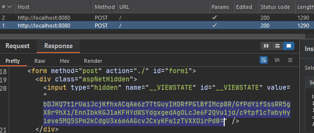 figure 6 - BurpSuite ViewState 